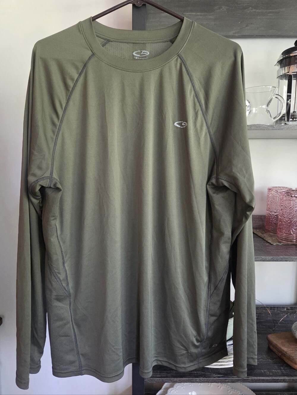 Champion XL Men's Long Sleeve Shirt Green Duo Dry